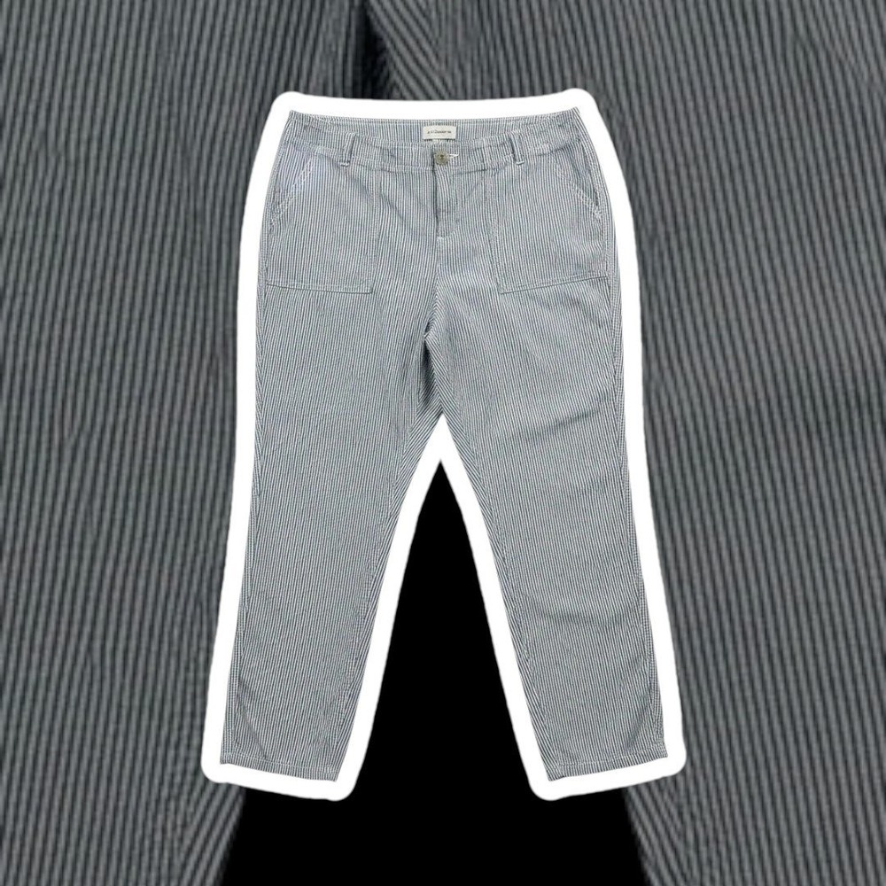 Liz Claiborne Chino Pants Womens 12 Blue White Stripe Cotton Classic Casual